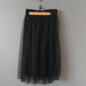Mid calf skirt with tulle and polka dots